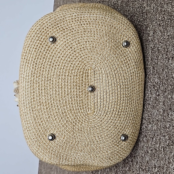 Eric Javits Tan Straw Shells Purse Handbag 13" x 13" - Picture 5 of 8